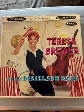 Teresa Brewer and the Dixieland Band Vintage Album Cover - Black Text on Cream